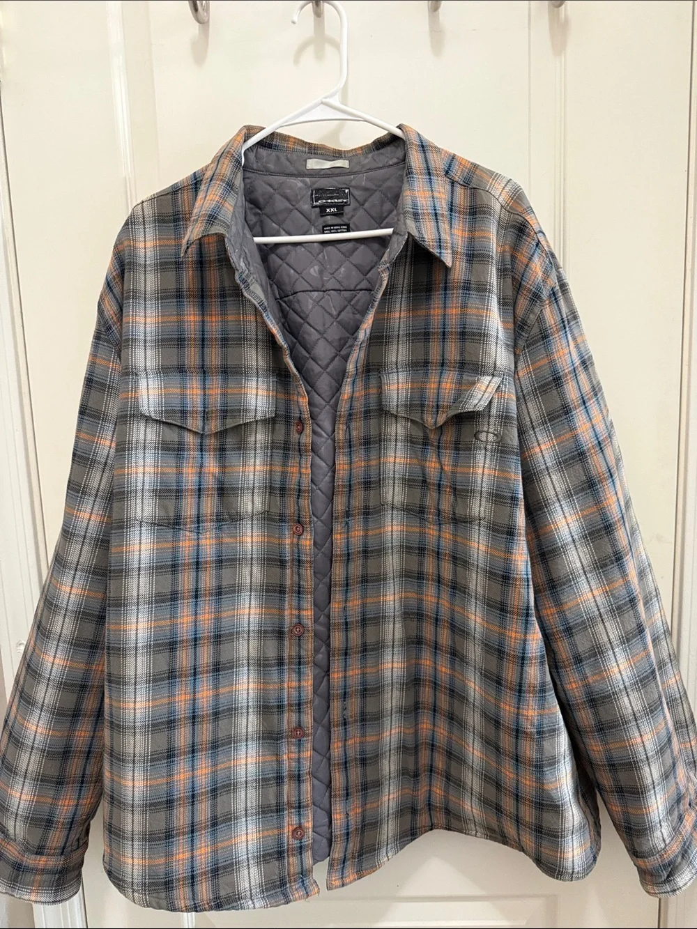 Men’s XXL Vintage Oakley Plaid Quilted Shacket 100% Cotton # Y2K Nylon lined